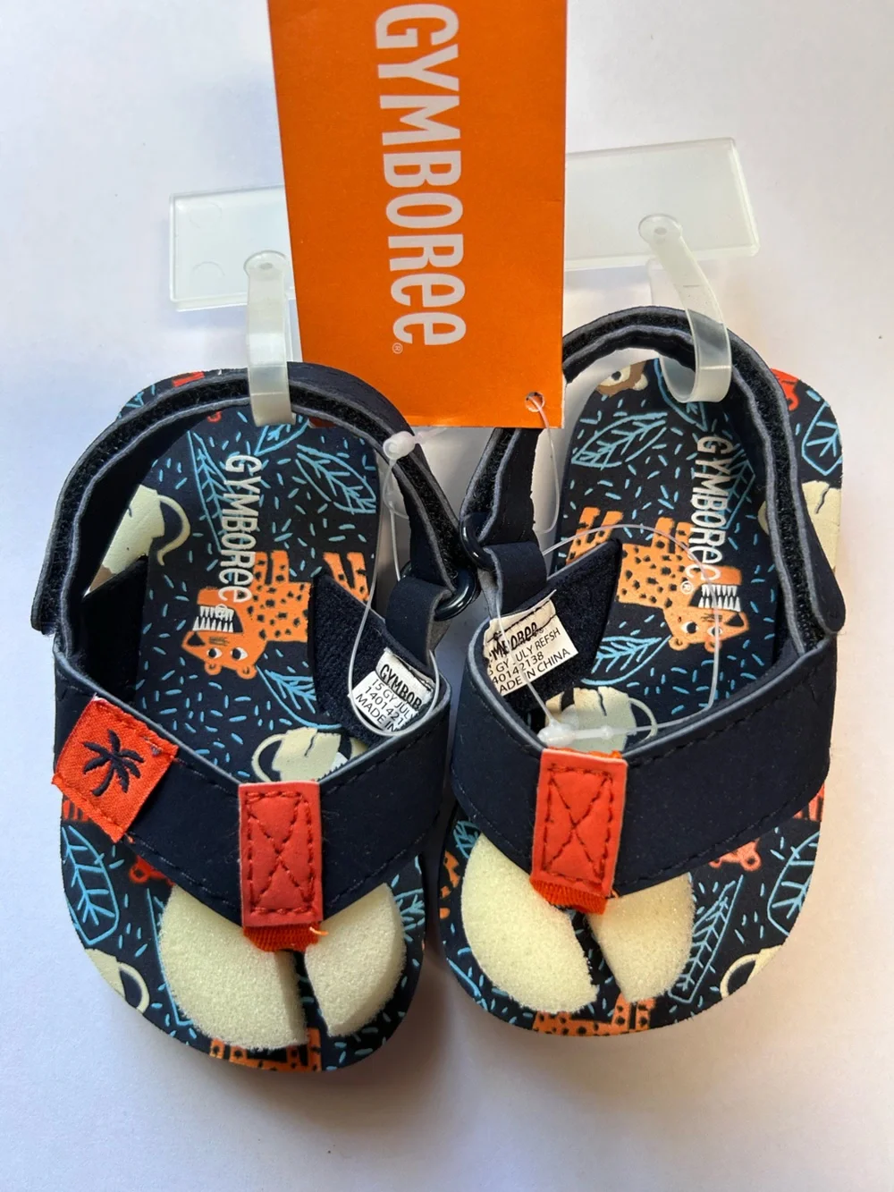 Gymboree Toddler Flip-Flops Sandals Navy Jaguar/Leopard Tropical Sz 3/4